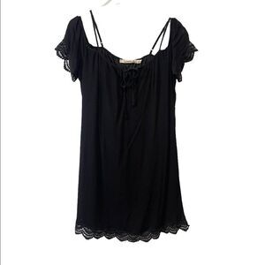 Liberty Love Dress Lace Eylelet Black Size Large